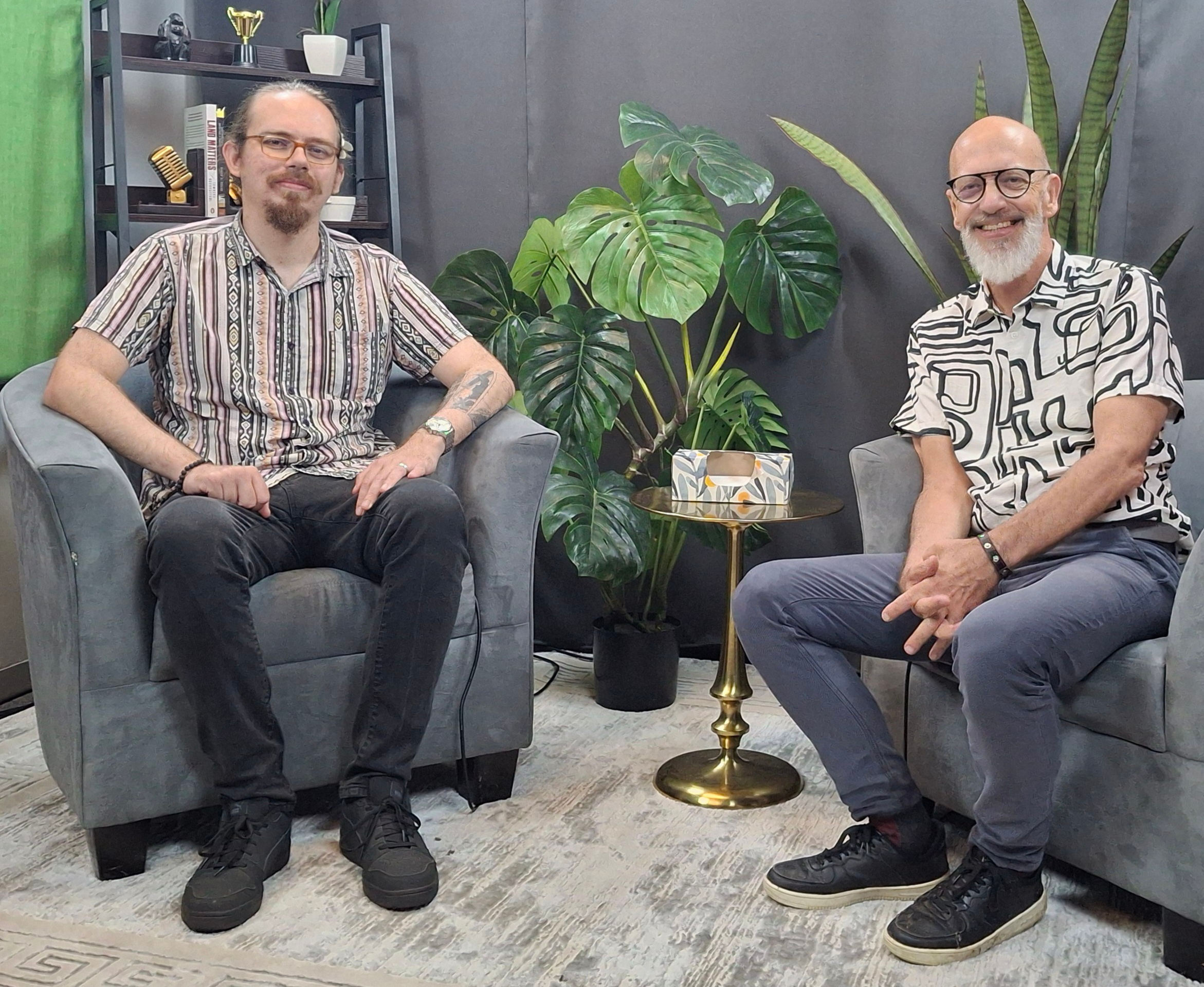 Ethan and Hendrik Baird in the studio